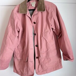 L.L. Bean Pink Utility Jacket with Tan Collar